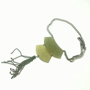 Vintage Tassle Statement Necklace Metal Chain